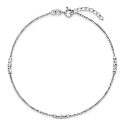 Sterling Silver Beaded Anklet – view 5