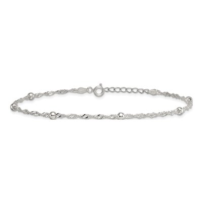 Sterling Silver Beaded Anklet – view 4