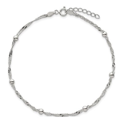 Sterling Silver Beaded Anklet – view 5