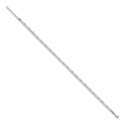 Sterling Silver Beaded 2-Strand Plus Total Anklet – view 3
