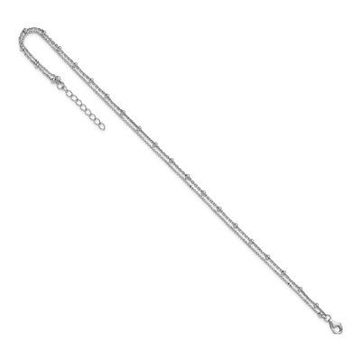 Sterling Silver Beaded 2-Strand Plus Total Anklet – view 6