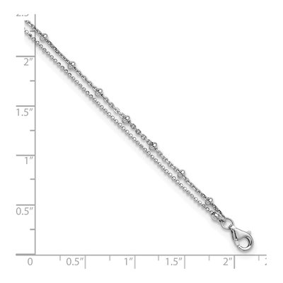 Sterling Silver Beaded 2-Strand Plus Total Anklet – view 7