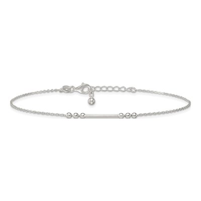 Sterling Silver Beaded Bar Anklet – view 4