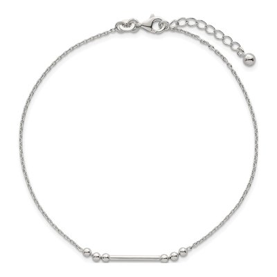 Sterling Silver Beaded Bar Anklet – view 5