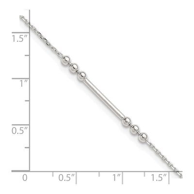 Sterling Silver Beaded Bar Anklet – view 7