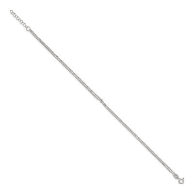 Sterling Silver 1.5mm Beaded 2-Strand Chain Anklet – view 3
