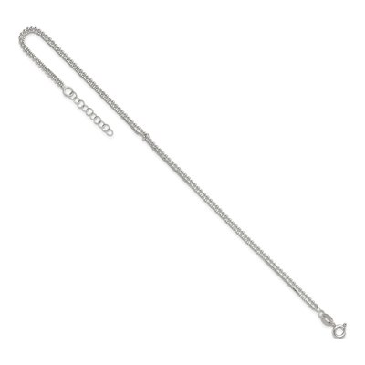 Sterling Silver 1.5mm Beaded 2-Strand Chain Anklet – view 6