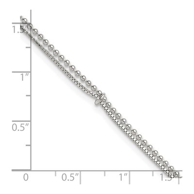Sterling Silver 1.5mm Beaded 2-Strand Chain Anklet – view 7