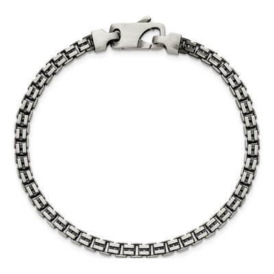 Sterling Silver 3.9mm Antiqued Box Chain Bracelet – view 5