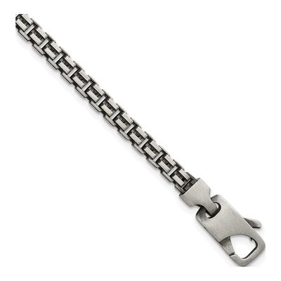 Sterling Silver 3.9mm Antiqued Box Chain Bracelet