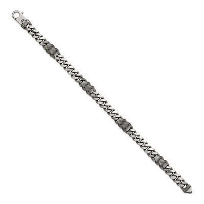 Sterling Silver 7.2mm Black Flat Curb Chain Bracelet – view 3