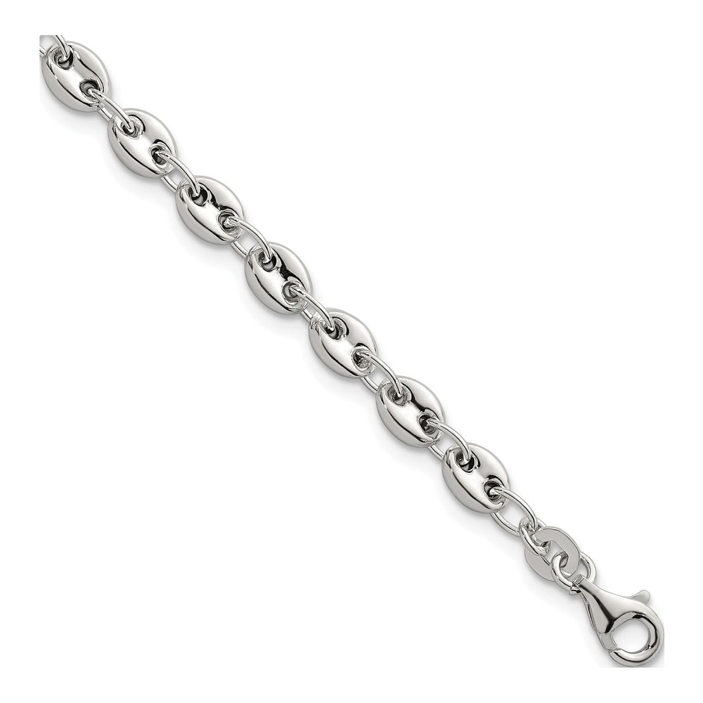 Sterling Silver Polished 4.8mm Puffed Mariner/anchor Link 7.5 Inch Bracelet with Lobster Clasp