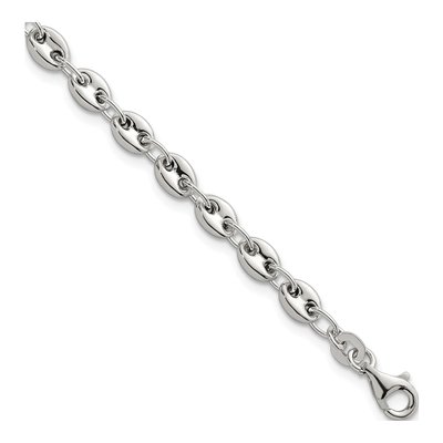 Sterling Silver 4.8mm Puffed Mariner Anchor Chain Bracelet