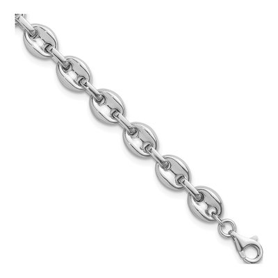 Sterling Silver 7mm Puffed Mariner Anchor Chain Bracelet
