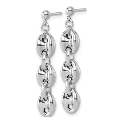 Sterling Silver Puffed Mariner Dangle Earrings – view 3