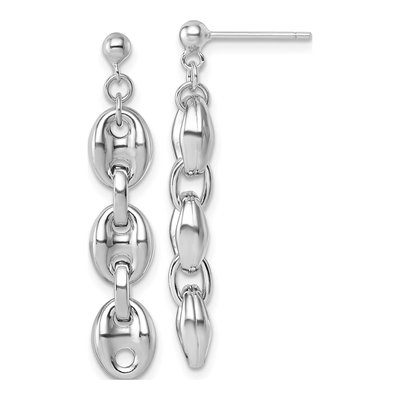 Sterling Silver Puffed Mariner Dangle Earrings