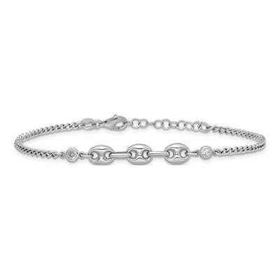 Sterling Silver 2.3mm Puffed Mariner Curb Chain Bracelet – view 4
