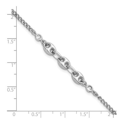 Sterling Silver 2.3mm Puffed Mariner Curb Chain Bracelet – view 6
