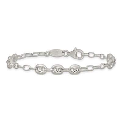 Sterling Silver 6.1mm Puffed Anchor Rolo Chain Bracelet – view 4