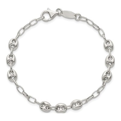 Sterling Silver 6.1mm Puffed Anchor Rolo Chain Bracelet – view 5