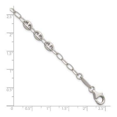 Sterling Silver 6.1mm Puffed Anchor Rolo Chain Bracelet – view 6