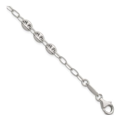 Sterling Silver 6.1mm Puffed Anchor Rolo Chain Bracelet