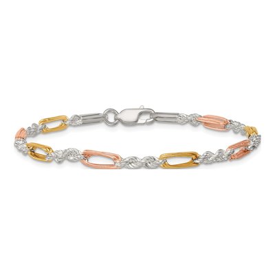 Sterling Silver 3.9mm Figaro Rope Chain Bracelet – view 4