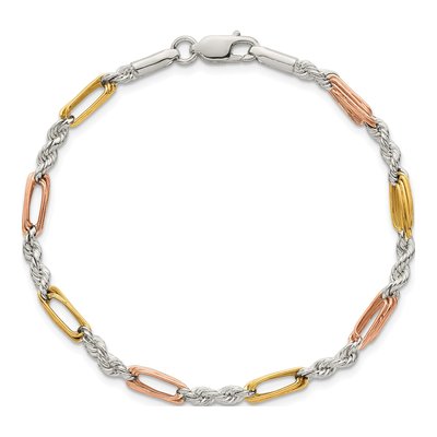 Sterling Silver 3.9mm Figaro Rope Chain Bracelet – view 5