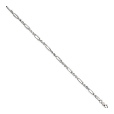 Sterling Silver 4mm Figaro Rope Chain Bracelet – view 3