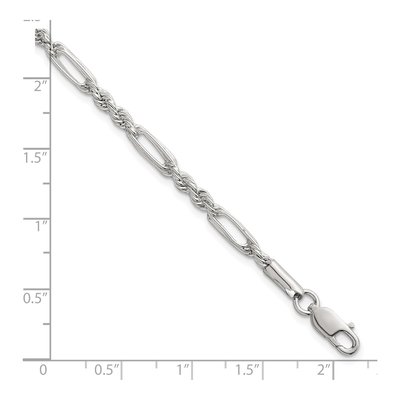 Sterling Silver 4mm Figaro Rope Chain Bracelet – view 6