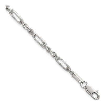 Sterling Silver 4mm Figaro Rope Chain Bracelet