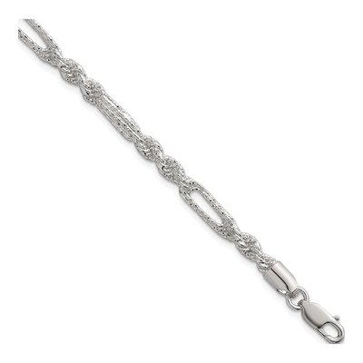 Sterling Silver 4.4mm Figaro Rope Chain Bracelet