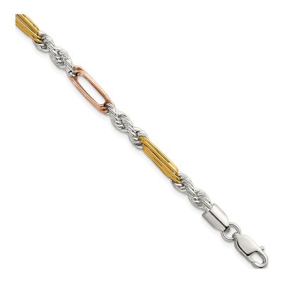 Sterling Silver 4.4mm Figaro Rope Chain Bracelet