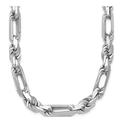 Sterling Silver 7.9mm 20-inch Figaro Rope Chain