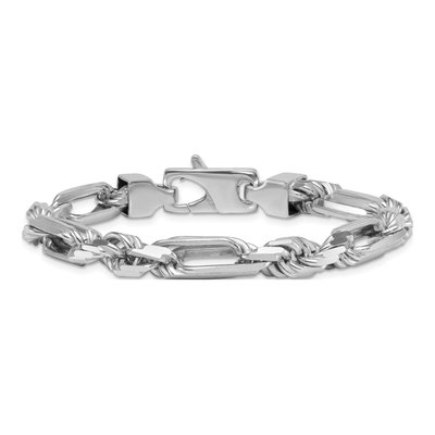 Sterling Silver 8mm Figaro Rope Chain Bracelet – view 4