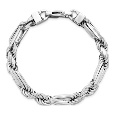 Sterling Silver 8mm Figaro Rope Chain Bracelet – view 5