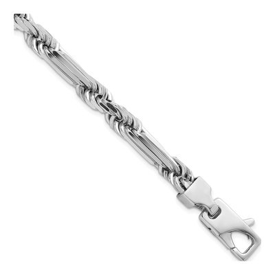 Sterling Silver 8mm Figaro Rope Chain Bracelet