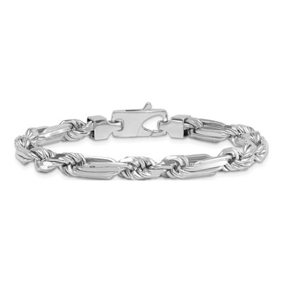 Sterling Silver 7mm Figaro Rope Chain Bracelet – view 4