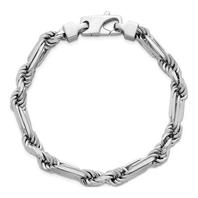 Sterling Silver 7mm Figaro Rope Chain Bracelet – view 5