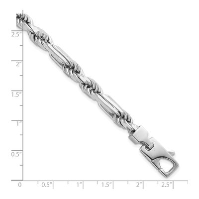 Sterling Silver 7mm Figaro Rope Chain Bracelet – view 6