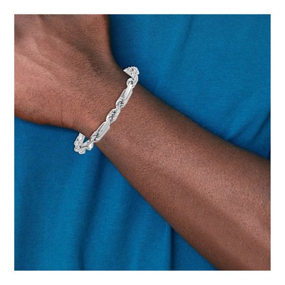 Sterling Silver 7mm Figaro Rope Chain Bracelet – view 7