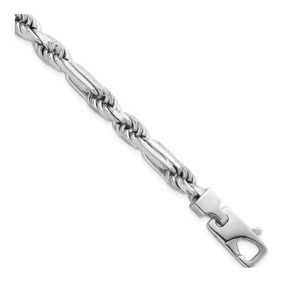 Sterling Silver 7mm Figaro Rope Chain Bracelet