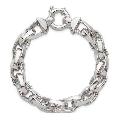 Sterling Silver 10mm Twisted Double Link Chain Bracelet – view 5