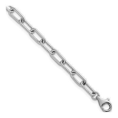 Sterling Silver 4.1mm Twisted Paperclip Chain Bracelet