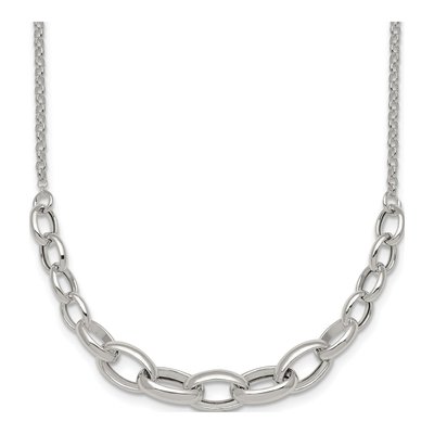 Sterling Silver 7.1mm Fancy Cable Graduated Link Chain