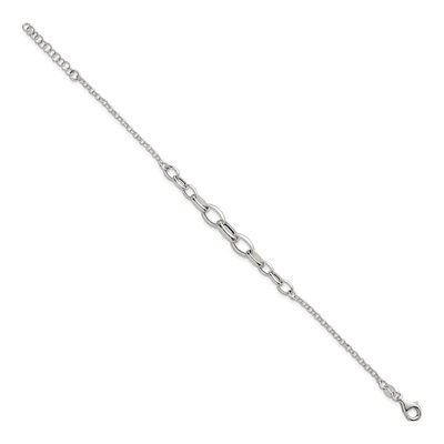 Sterling Silver 7mm Fancy Graduated Cable Chain Bracelet – view 3