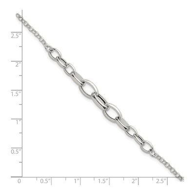 Sterling Silver 7mm Fancy Graduated Cable Chain Bracelet – view 6