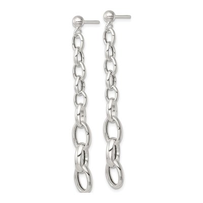 Sterling Silver Cable Link Dangle Earrings – view 3