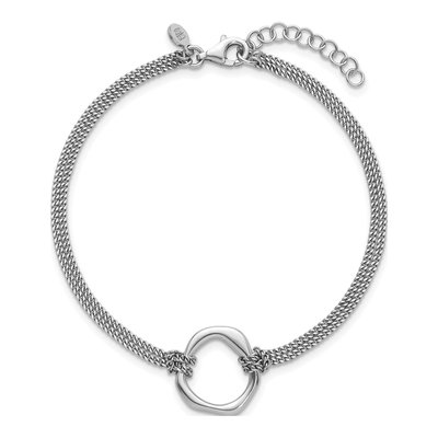 Sterling Silver 1.5mm Abstract 2-Strand Curb Chain Bracelet – view 5