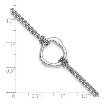 Sterling Silver 1.5mm Abstract 2-Strand Curb Chain Bracelet – view 6